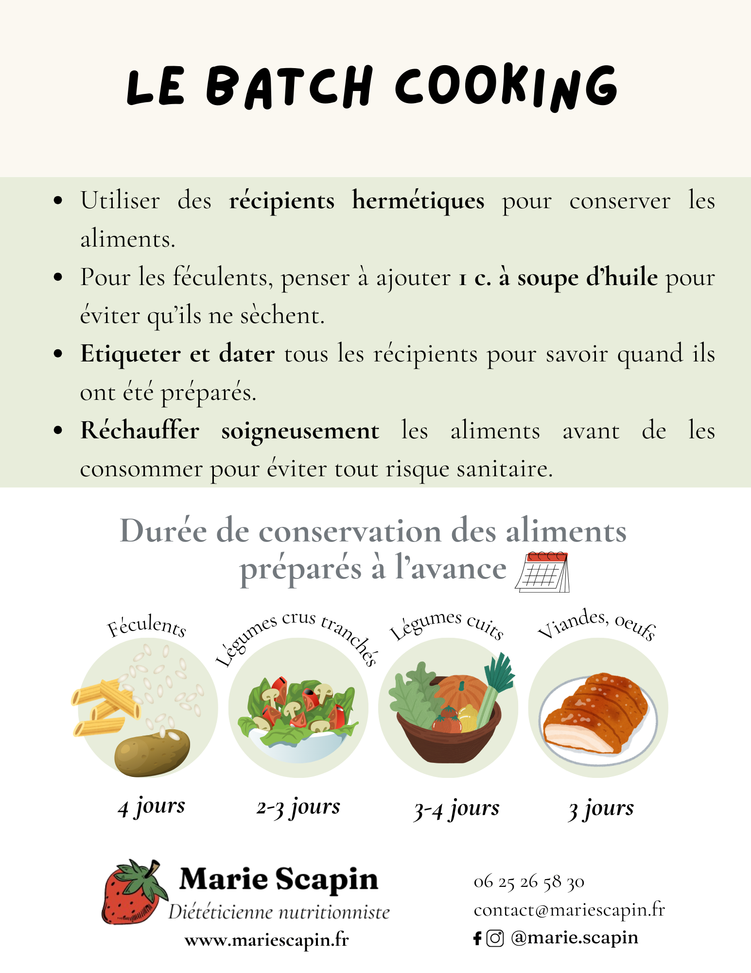 Affiche de conseils sur le batch cooking